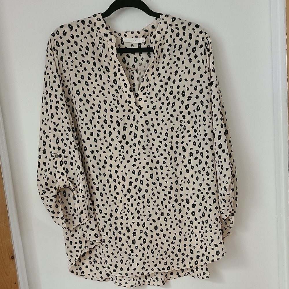 Lush Black and Cream Patterned Blouse
